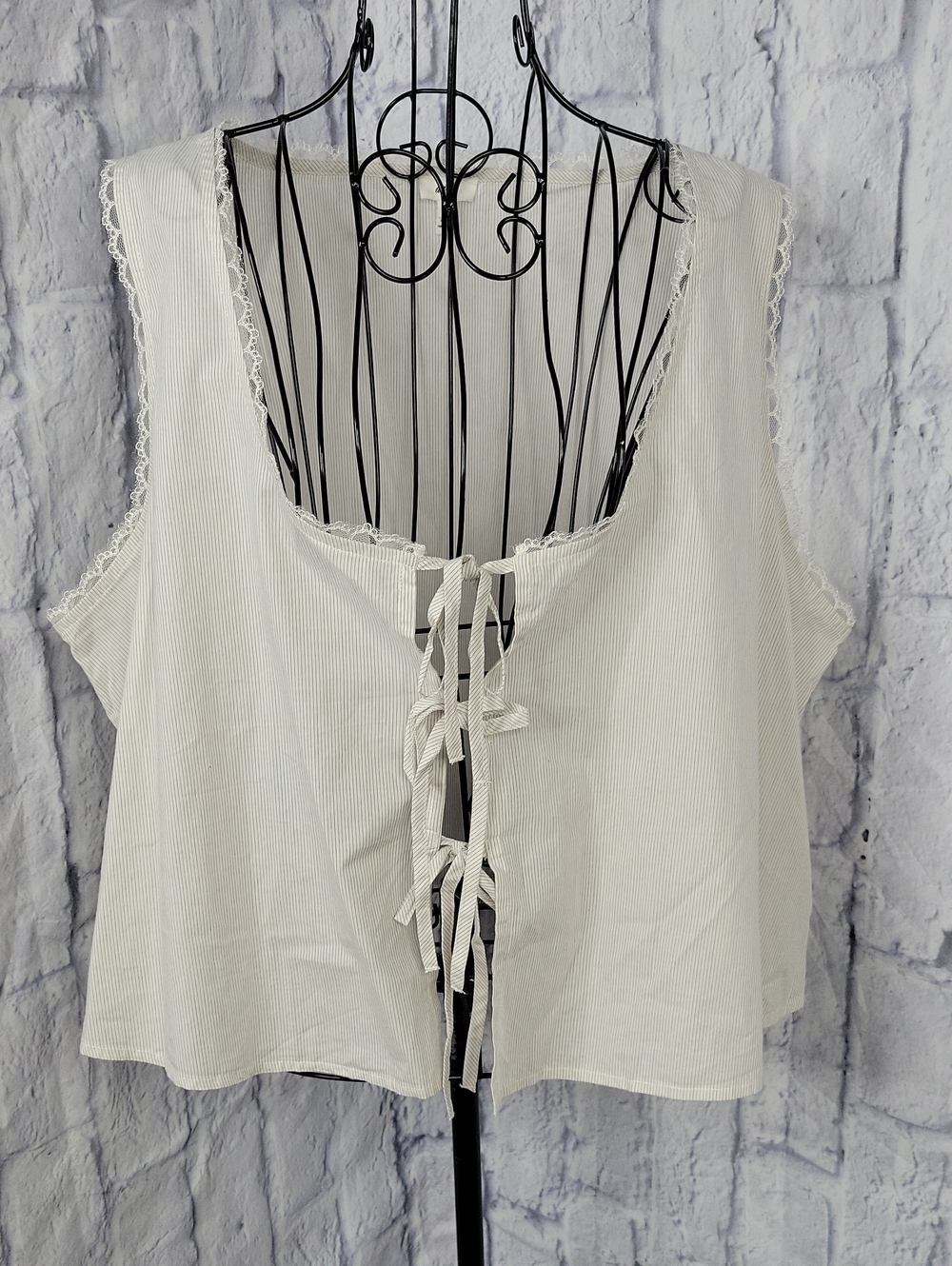 Aerie Tie Front Vest Top Women's Large Cream Boho Cottagecore - Picture 1 of 7